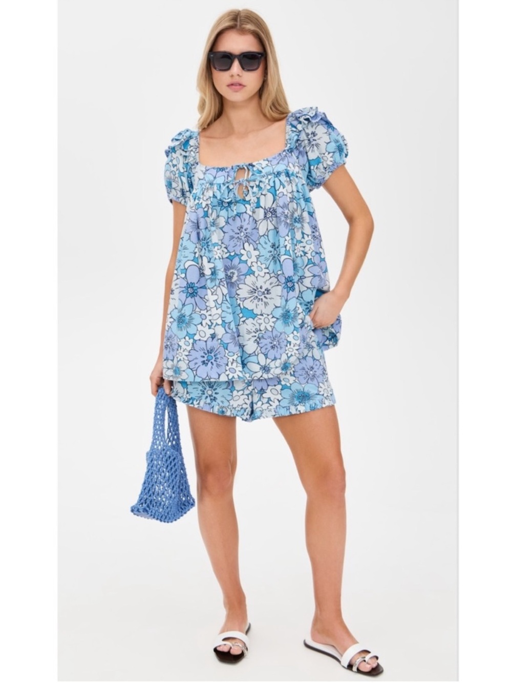 Free People Maggy Mae Set Diva Blue Combo Small NWT